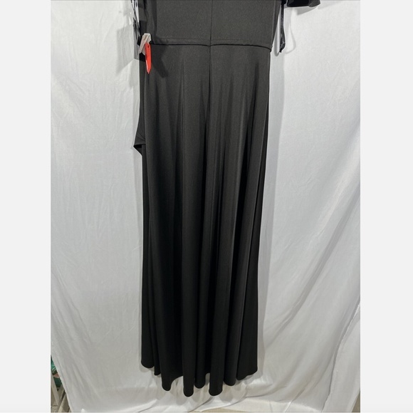 NWT $398 IEENA Mac Duggal [ 4 ] Asymmetric Beaded A-Line Gown‎ in Black #G1466 - Picture 12 of 16
